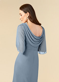 Azazie Magdalene vestidos de madre de la novia Vestido de Azul Polvoriento de Malla de Vestido tubo con Lentejuela image6