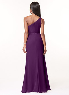 Azazie Liza Bridesmaid Dresses Grape Mermaid One Shoulder Chiffon Dress image2
