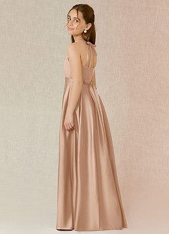Azazie Arianthe Junior English Rose A-Line with Pockets Stretch Satin Dress image3