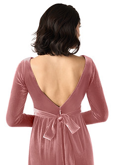 Azazie Brynn Bridesmaid Dresses Dusty Rose A-Line Long Sleeve Velvet Dress image5