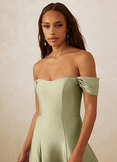 Christian Siriano Bridal for Azazie 1002 Bridesmaid Dresses Pistachio A-Line Off the Shoulder Stretch Satin Convertible Dress image5