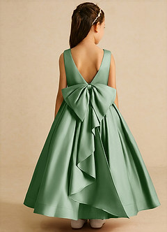 Azazie Cailee Flower Girl Dresses Matcha Ball-Gown Pleated Matte Satin Dress image1