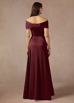 Azazie Amelia Mother of the Bride Dresses Cabernet A-Line Off the Shoulder Stretch Satin Dress image6