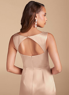 Azazie Flori Bridesmaid Dresses English Rose Sheath Side Slit Metallic Satin Dress image6
