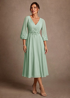 Azazie Ana Klänningar till brudens mor Klä A-Line i Chiffong Spets Agave image1