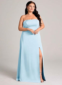 Azazie Wren Bridesmaid Dresses Sky Blue A-Line Strapless Stretch Satin Convertible Dress image5