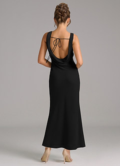 Azazie Rylina At-home Try On Dresses Black Mermaid Pleated Chiffon Dress image6