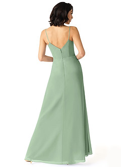 Azazie Aubrielle Final Sale Desert Rose A-Line Pleated Chiffon Dress image2