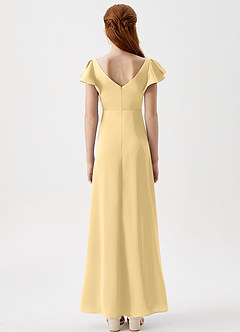 Azazie Omari Junior Butter A-Line Pleated Stretch Satin Dress image7