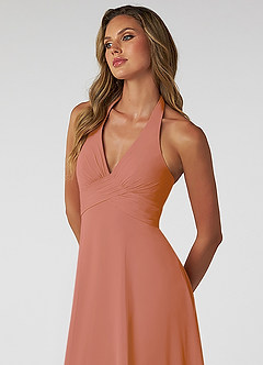 Azazie Tessie Bridesmaid Dresses MAI TAI A-Line V-Neck Pleated Chiffon Dress image5