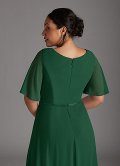 Azazie Tricia vestidos de madre de la novia Vestido de Verde Oscuro de Gasa de Corte En A con Cuello en V Plisado image12