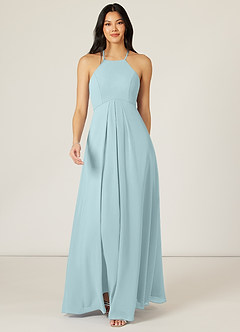 Azazie Sarah Final Sale Mist Empire Pleated Chiffon Dress image1