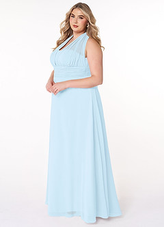 Azazie Fifi Bridesmaid Dresses Sky Blue A-Line Strapless Chiffon Convertible Dress image15