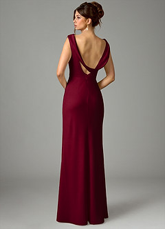 Azazie Kieryn Robes de demoiselle d'honneur Robe Sirène en Satin extensible Plissée Bourgogne image6