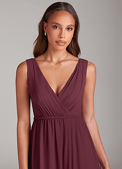 Azazie Tanicia Brautjungfernkleider A-Linie Plissee Chiffon Kleid Cabernetrot image5