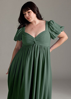 Azazie Madisynn Maternity Bridesmaid Dresses Bow Chiffon Floor-Length Dress image9