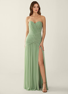 Blairen Light Green Hand-ruching Technique Mesh Prom Dress image5