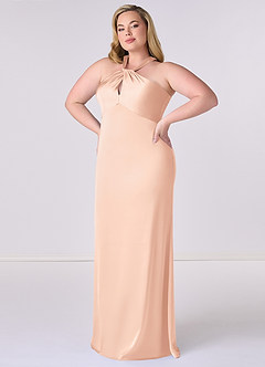 Barbie ♥ Azazie Bridesmaid Dresses English Rose Sheath Stretch Satin Dress image9