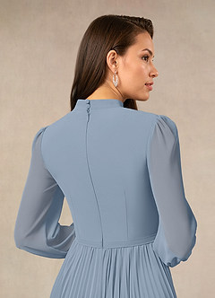 Azazie Adellah Mother of the Bride Dresses Dusty Blue A-Line Pleated Chiffon Dress image4