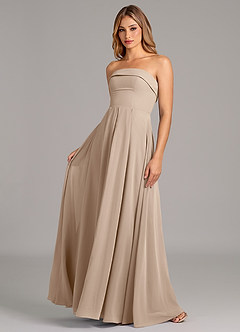 Azazie Lucienne Bridesmaid Dresses Taupe A-Line Strapless Chiffon Convertible Dress image1