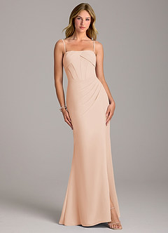 Azazie Chantel 신부 들러리 드레스 쉬스 스트랩리스 쉬폰 바닥 길이 드레스 image4