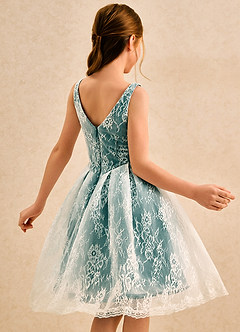 Azazie Cubbie Girls Formal Flower Girl Dresses Peacock A-Line Lace Dress image2