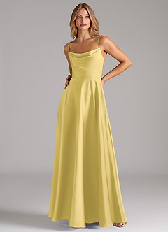 Azazie Elle Brautjungfernkleider A-Linie Plissee Stretch-Satin Kleid Kanarienvogel image5