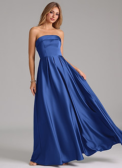 Azazie Lucienne Bridesmaid Dresses Royal Blue A-Line Strapless Stretch Satin Convertible Dress image8