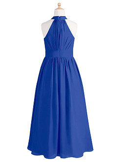 Azazie Iman Junior A-Linie Plissee Chiffon Kleid Königsblau image7