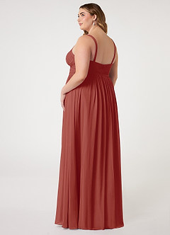 Azazie Chanel Bridesmaid Dresses Terracotta A-Line Pleated Chiffon Dress image9