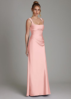 Azazie Agustina Brautjungfernkleider Meerjungfrau-Linie Korsett Stretch-Satin Kleid Puderrosa image4