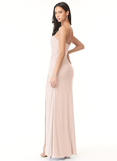 Azazie Darria Robes de demoiselle d'honneur Robe Fourreau Convertible en Mousseline extensible Plissee mit quadratischem Ausschnitt Rose Pâle image4