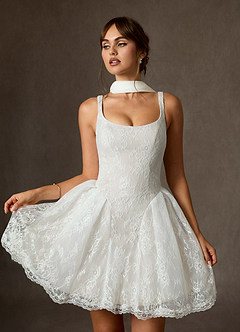 Azazie Dawn Vestidos de novia Vestido de Diamante Blanco de Encaje de Corte en A image3