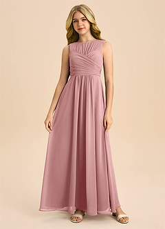 Azazie Skyla Junior Dusty Rose A-Line Pleated Chiffon Dress image3