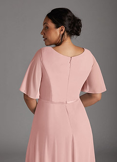 Azazie Tricia Abiti per la Madre della Sposa Abito A-Line in Chiffon con Scollo a V a Pieghe Rosa Cipria image12