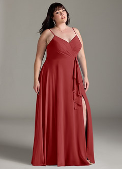 Azazie Akita Bridesmaid Dresses Rust A-Line Chiffon Dress image7