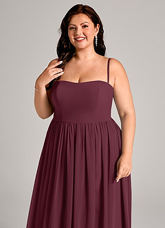 Azazie Calianna Bridesmaid Dresses Cabernet A-Line Off the Shoulder Chiffon Convertible Dress image11