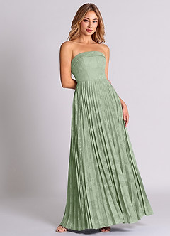 Azazie Mariana Vestidos de damas de honor Vestido de Salvia Polvorienta de Devorado Floral de Corte en A Convertible con Sin tirantes image4