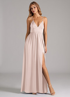 Azazie Aaida Bridesmaid Dresses Blushing Pink A-Line Corset Stretch Satin Dress image5