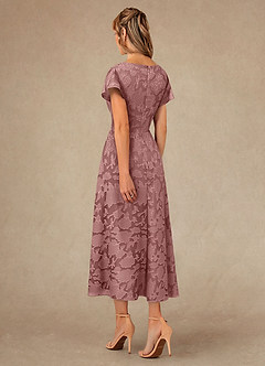 Azazie Vera Mother of the Bride Dresses Dusty Rose A-Line Pleated Floral Burnout Dress image3