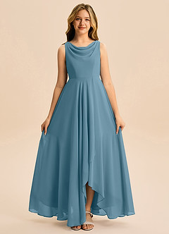 Azazie Mannie Junior Bermuda A-Line Pleated Chiffon Dress image6