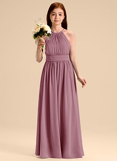 Azazie Malone Junior Robe Trapèze en Mousseline de soie Plissée Mauve Vintage image4