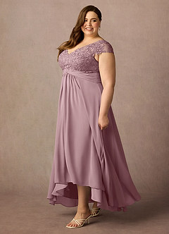 Azazie Irmeli Mother of the Bride Dresses Dusty Rose A-Line Lace Chiffon Dress image11