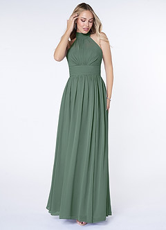 Azazie Iman Bridesmaid Dresses Eucalyptus A-Line A-Line Ruched Chiffon Dress image8