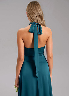 Azazie Tracie 신부 들러리 드레스 A라인 사이드 슬릿 스트레치 새틴 바닥 길이 드레스 image7