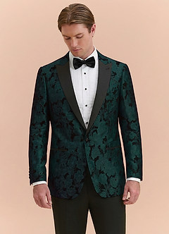 front Samuel émeraude Veste de smoking à revers pointus en jacquard à motif floral