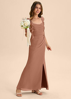 Azazie Jessamine Junior Bronzer Mermaid Sweetheart Neckline Chiffon Dress image4