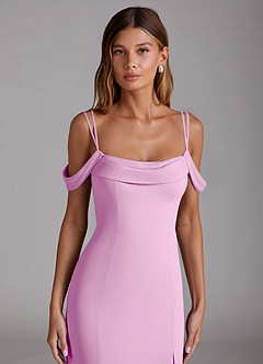 Azazie Callan Bridesmaid Dresses Candy Pink Mermaid Pleated Chiffon Convertible Dress image4