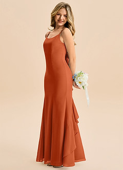 Azazie Lioren Junior Burnt Orange Mermaid Bow Chiffon Dress image2