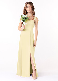 Azazie Rosey Junior Lemon Sorbet A-Line Sweetheart Neckline Chiffon Dress image1